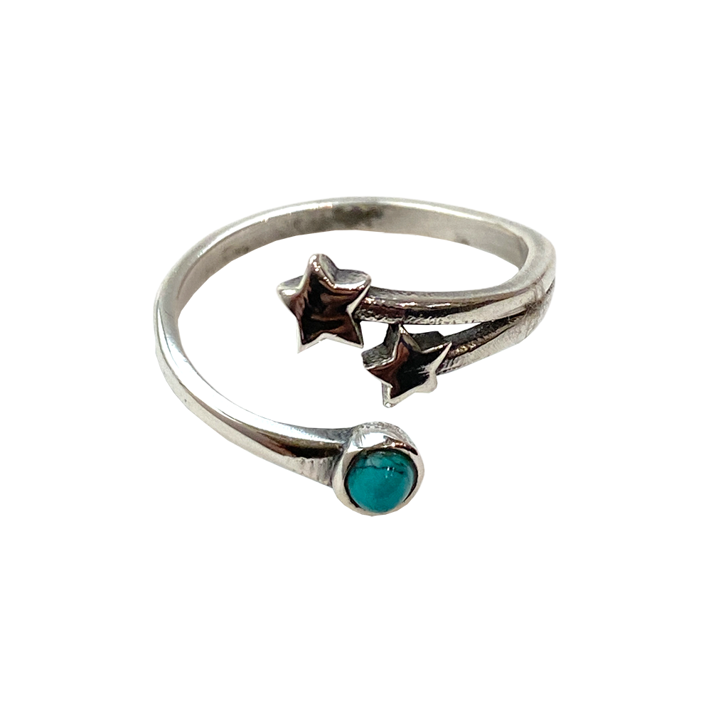 Silver-Plated Adjustable Ring, Turquoise