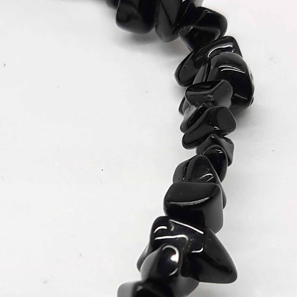 Gemstone Chip Stretch Bracelet: Black Obsidian