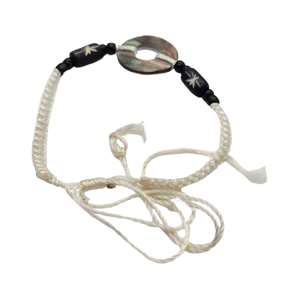 Beach Bracelet: Black / Round Nacre
