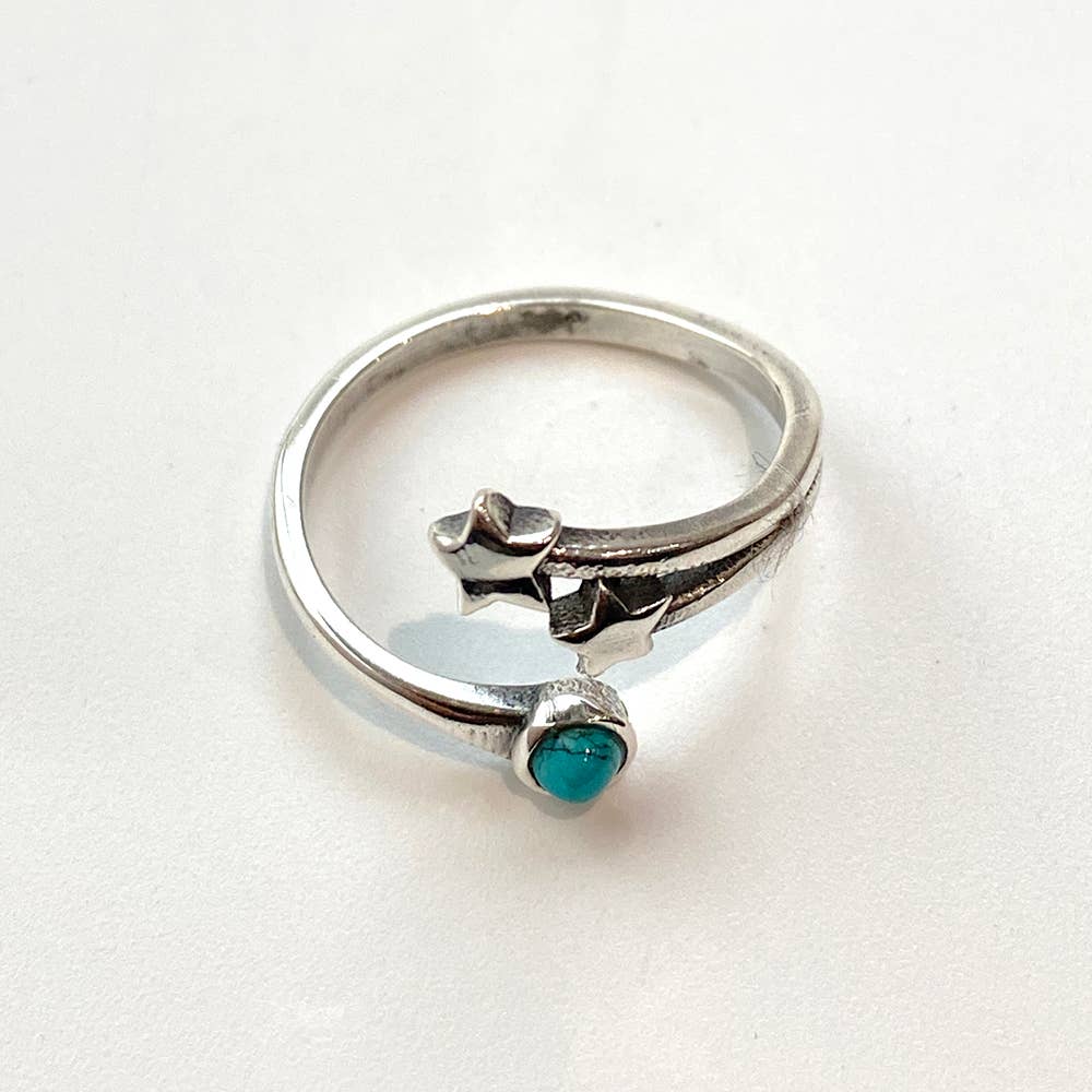 Silver-Plated Adjustable Ring, Turquoise