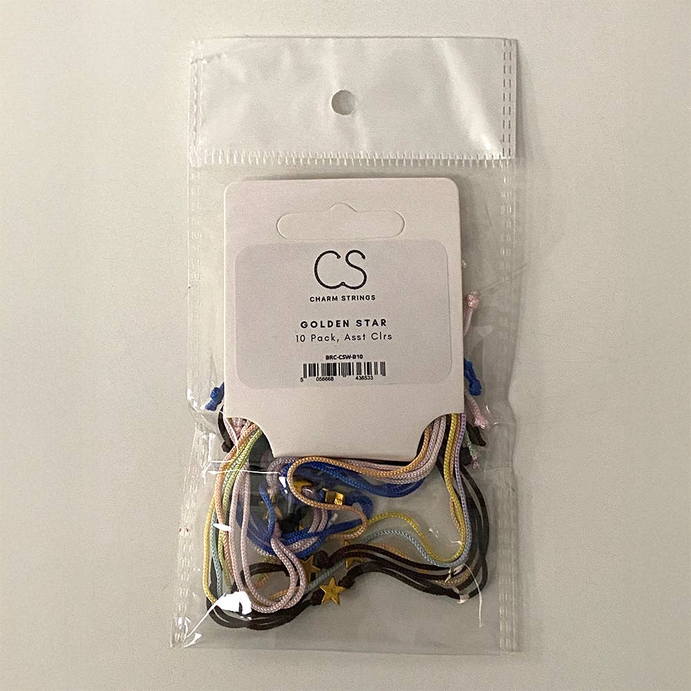Charm Strings, Pack of 10, Assorted Colours: Classic Heart