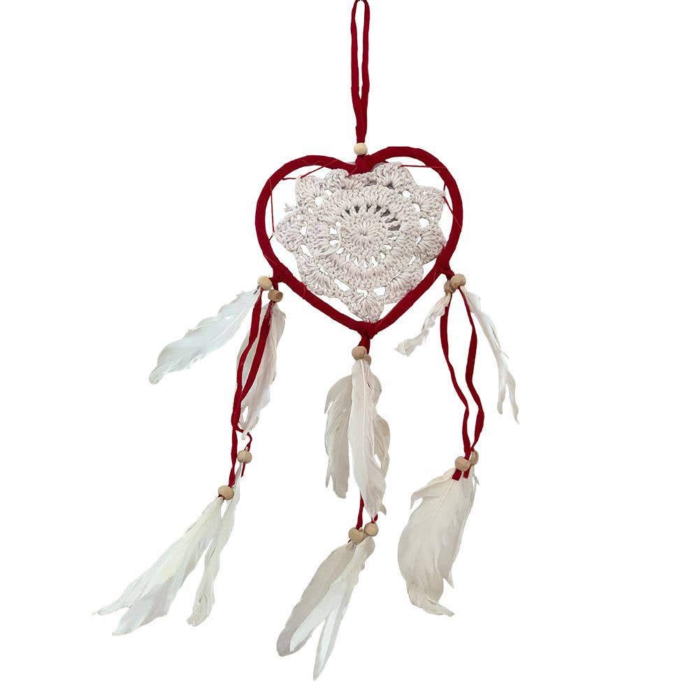 Heart Shaped Dream Catcher, 12cm, Red