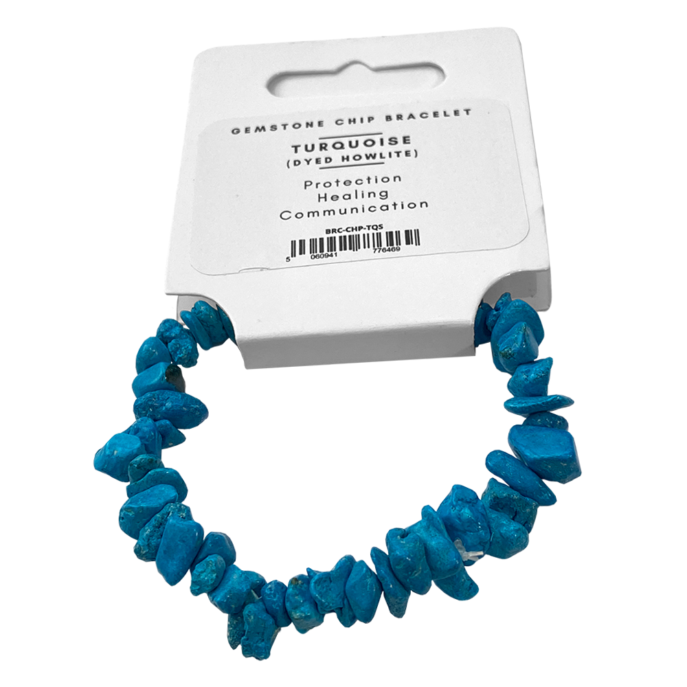 Gemstone Chip Stretch Bracelet: Turquoise (Dyed Howlite)