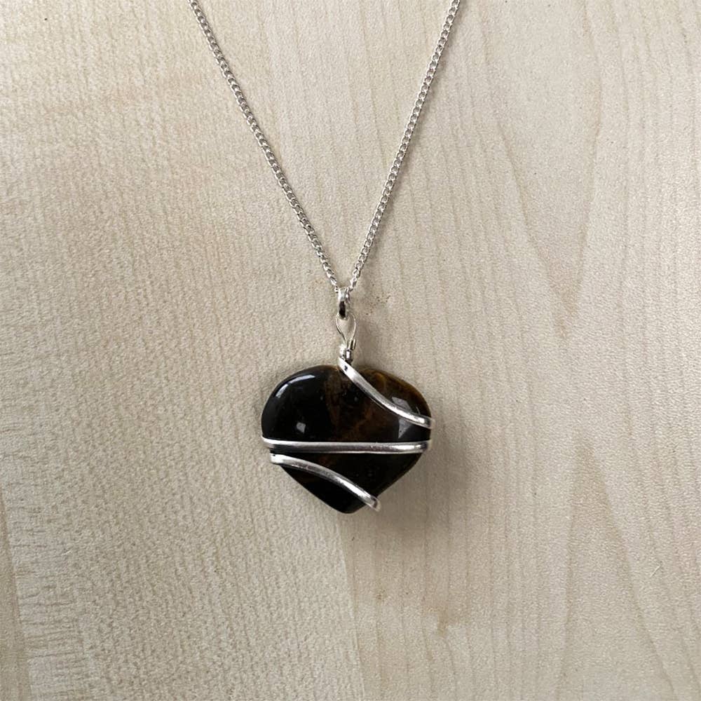 Crystal Heart Wire Wrap Pendant, 3cm: Rose Quartz