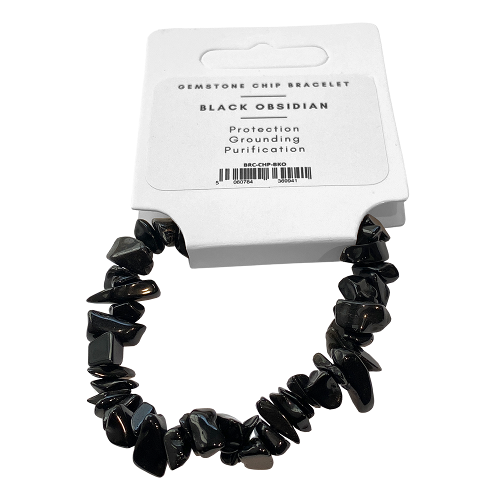 Gemstone Chip Stretch Bracelet: Black Obsidian