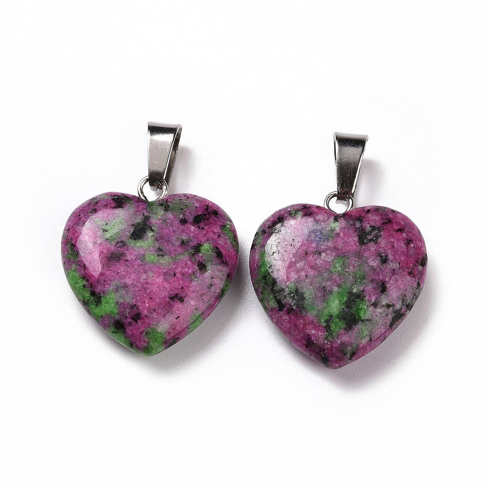 Heart Pendant, 2.2x2.1cm: Ruby Zoisite