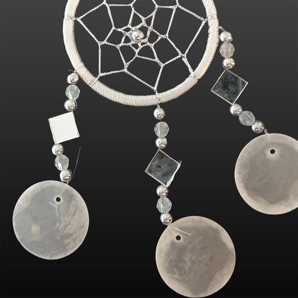 Capiz Dream Catcher, 6cm Ring: White