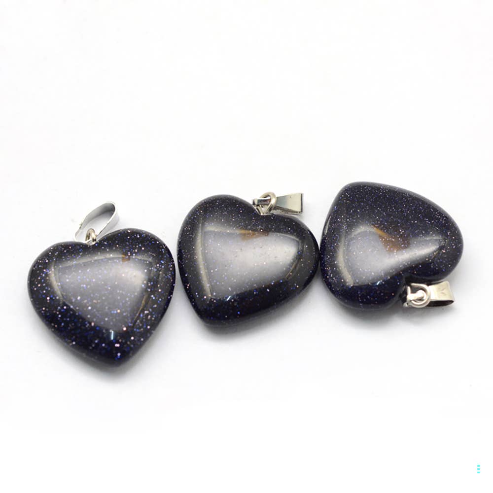 Heart Pendant, 2.2x2.1cm: Blue Goldstone