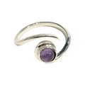 Silver-Plated Adjustable Ring, Amethyst