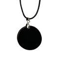 Gemstone Coin Pendant on Black Cord: Black Tourmaline