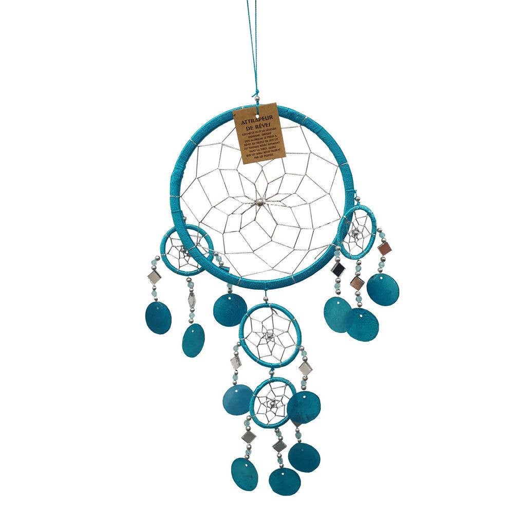 Capiz Dream Catcher, 16cm Ring, Turquoise