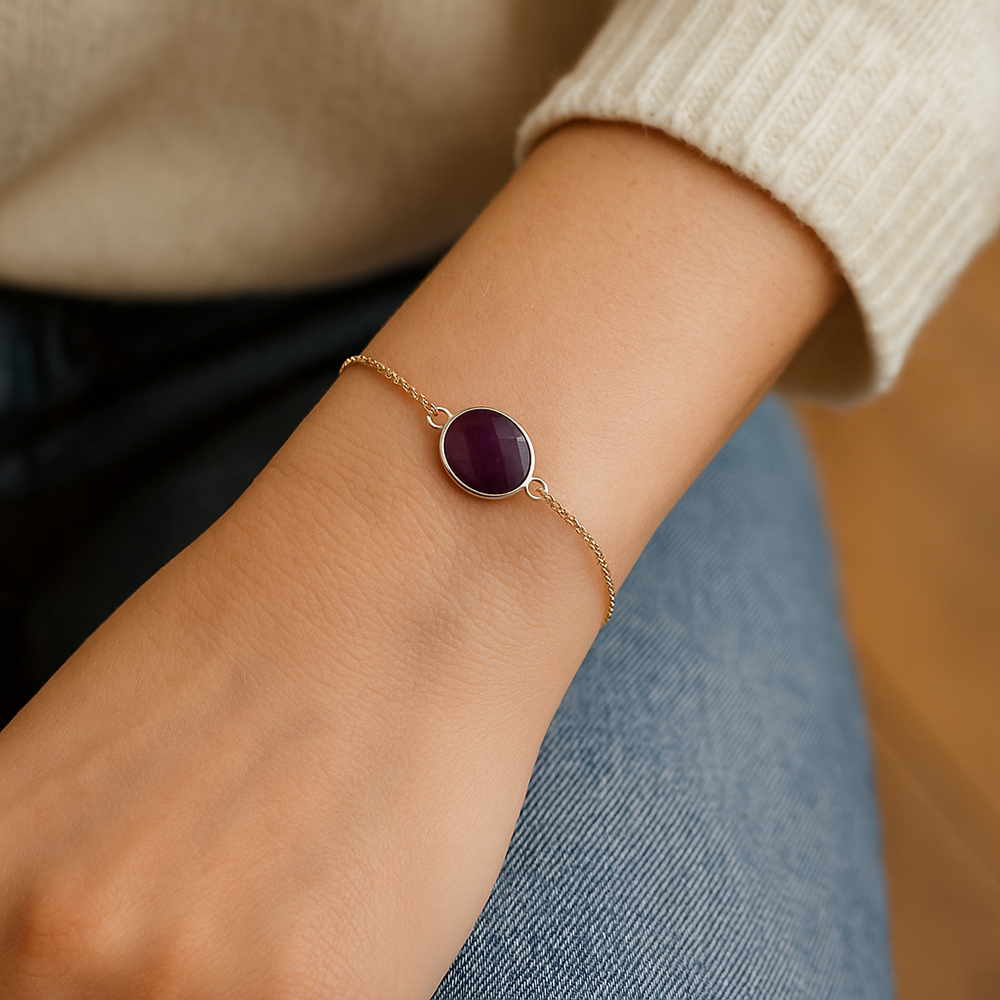 Silver-Plated Chain Bracelet Amethyst