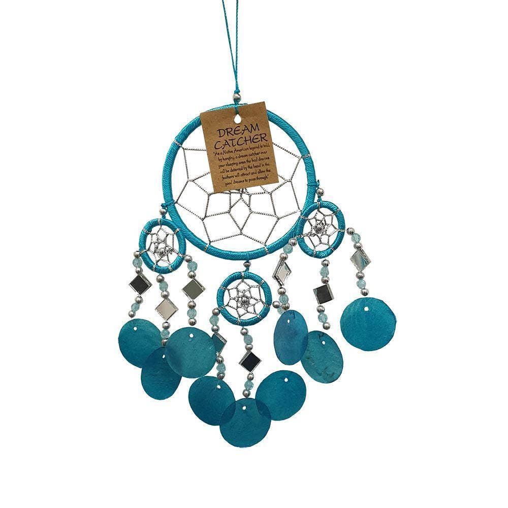 Capiz Dream Catcher, 9cm Ring, Turquoise