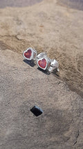 RED 4MM HEART CZ STUD EARRINGS