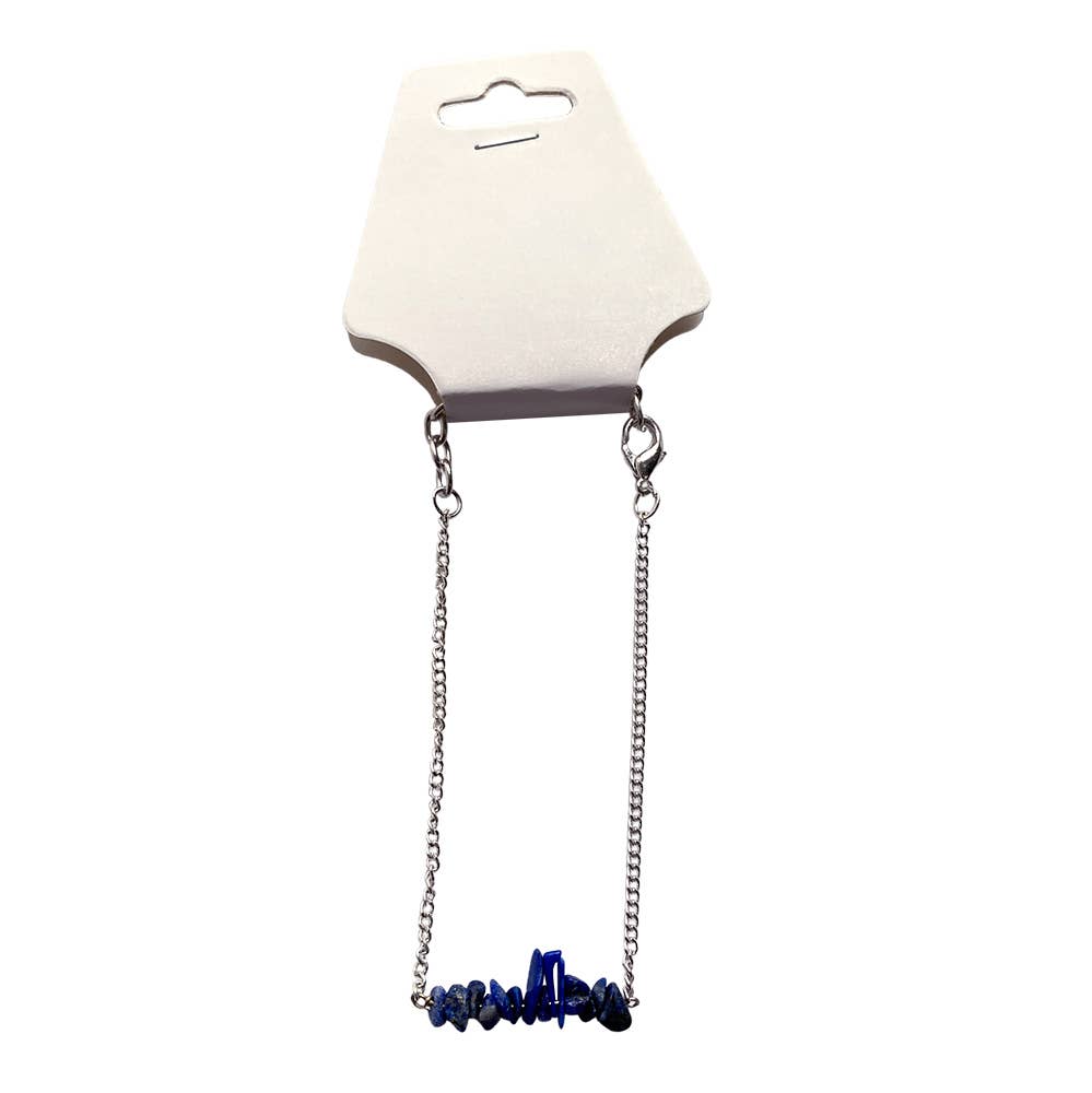 Silver Chain Chips Bracelet: Lapis Lazuli