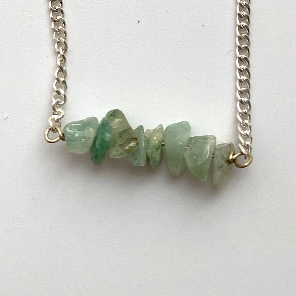Silver Chain Chips Bracelet: Green Aventurine