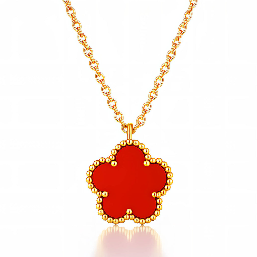 Flower Necklace, Various Colours, 18K Gold Plated Steel