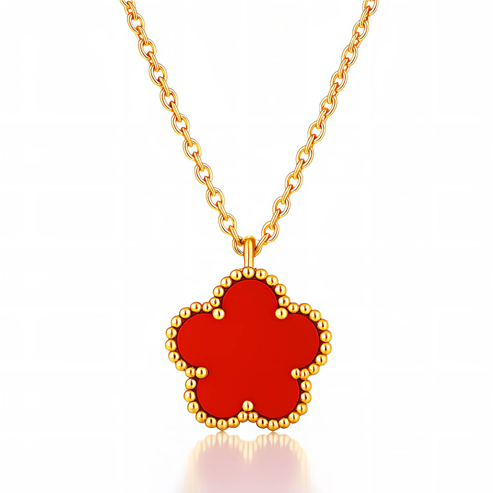 Flower Necklace, Various Colours, 18K Gold Plated Steel