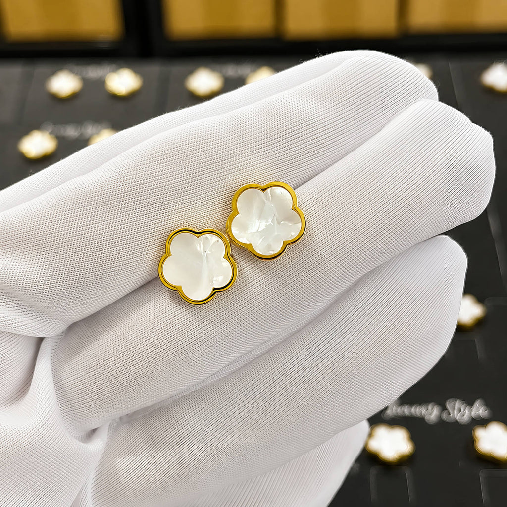 Flowers Earrings, 18K Gold Plated Steel
