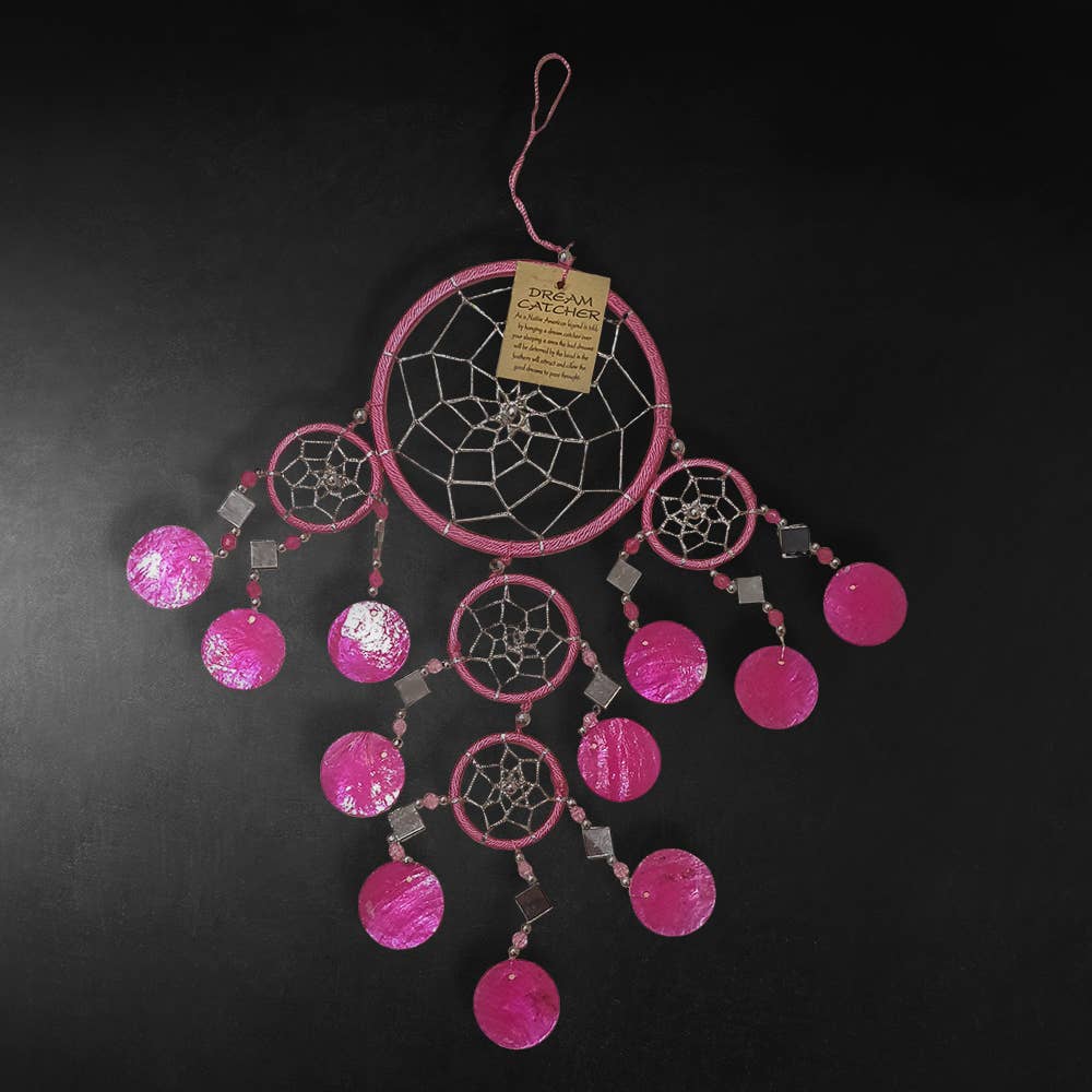 Capiz Dream Catcher, 12cm Ring: Pink