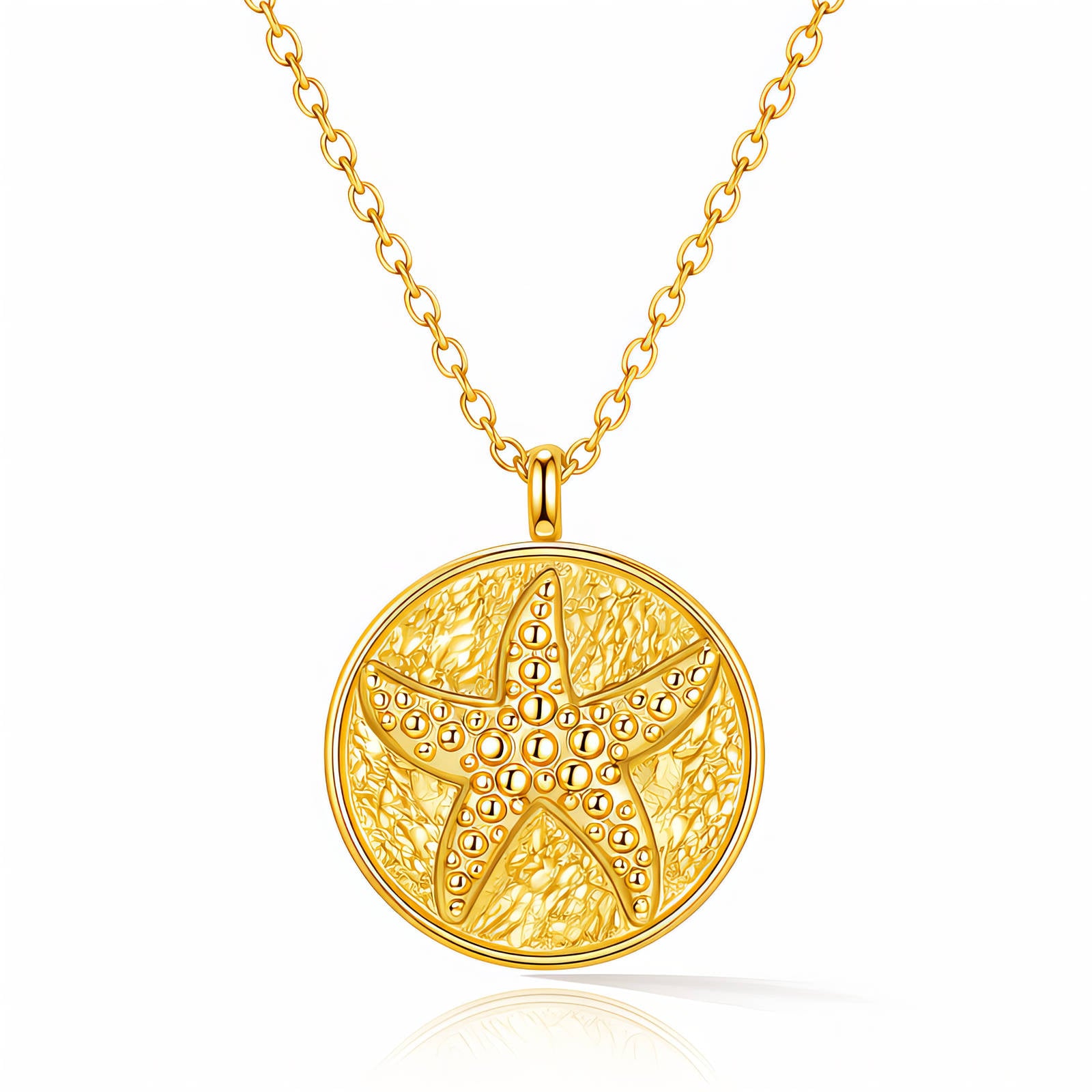 Starfish Necklace, 18K Gold Plated Steel
