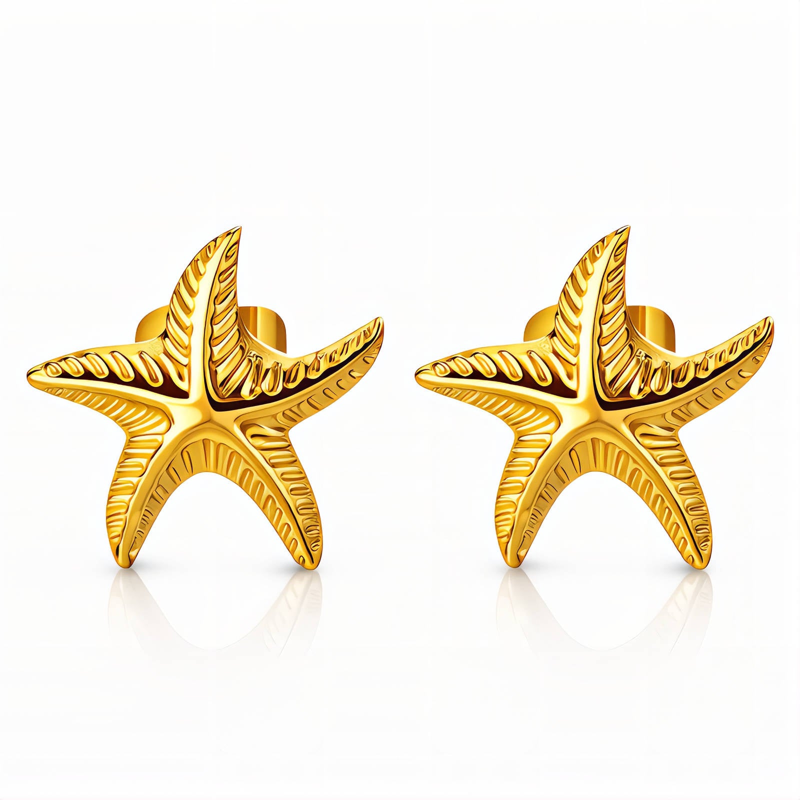 Starfishes Earrings, 18K Gold Plated Steel