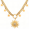 Sun Necklace, 18K Gold Plated Steel