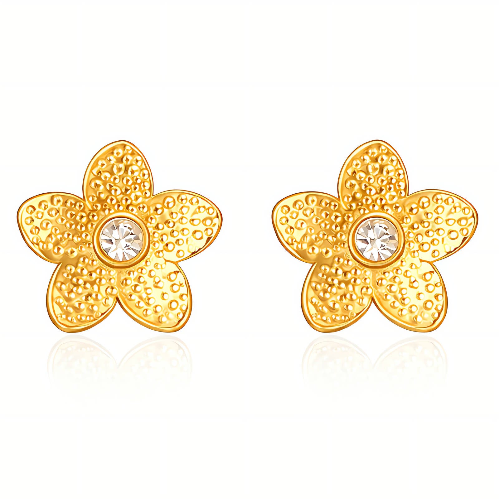 Flowers Earrings, 18K Gold Plated Steel