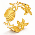 Starfishs Bracelet, 18K Gold Plated Steel