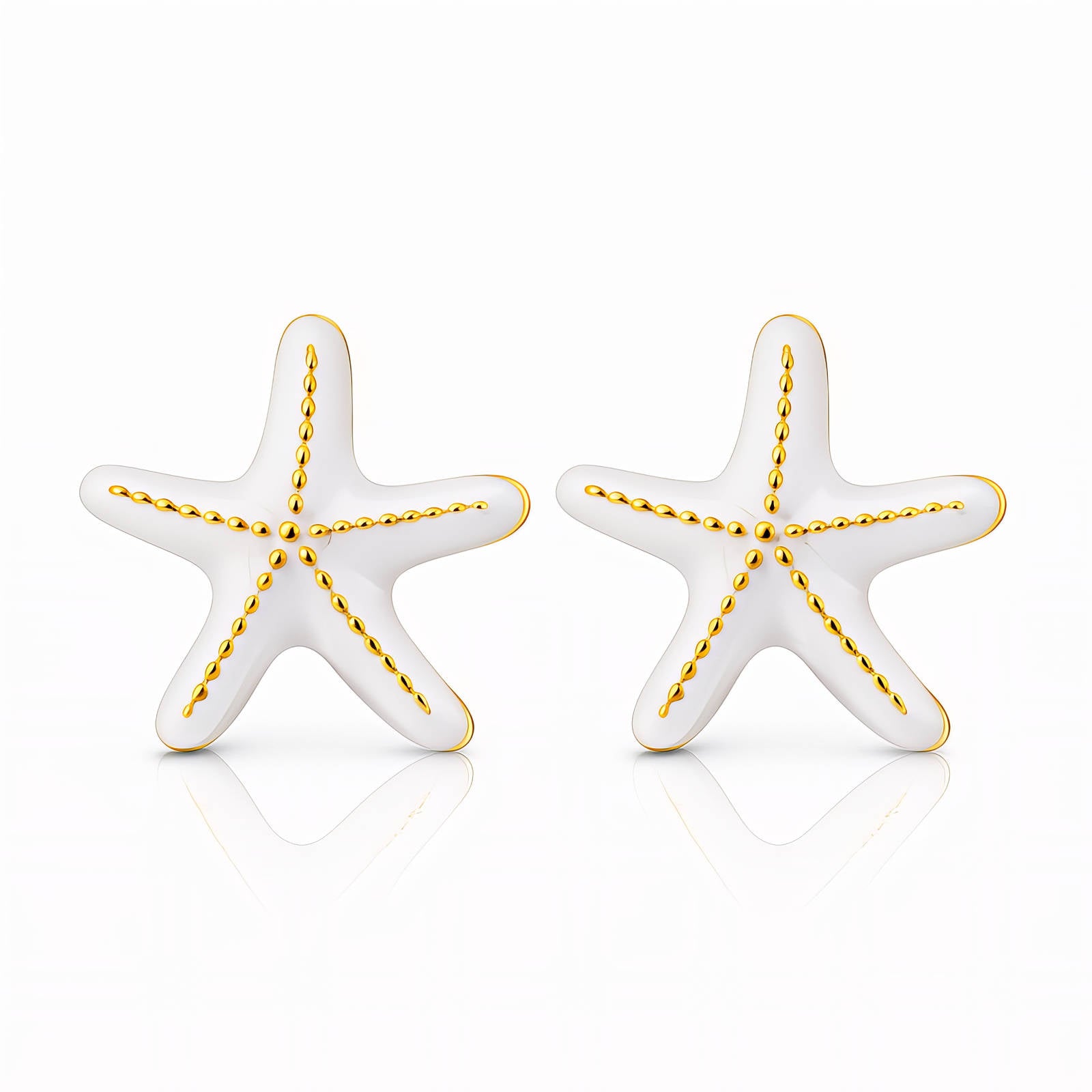 Starfishs Earrings, 18K Gold Plated Steel