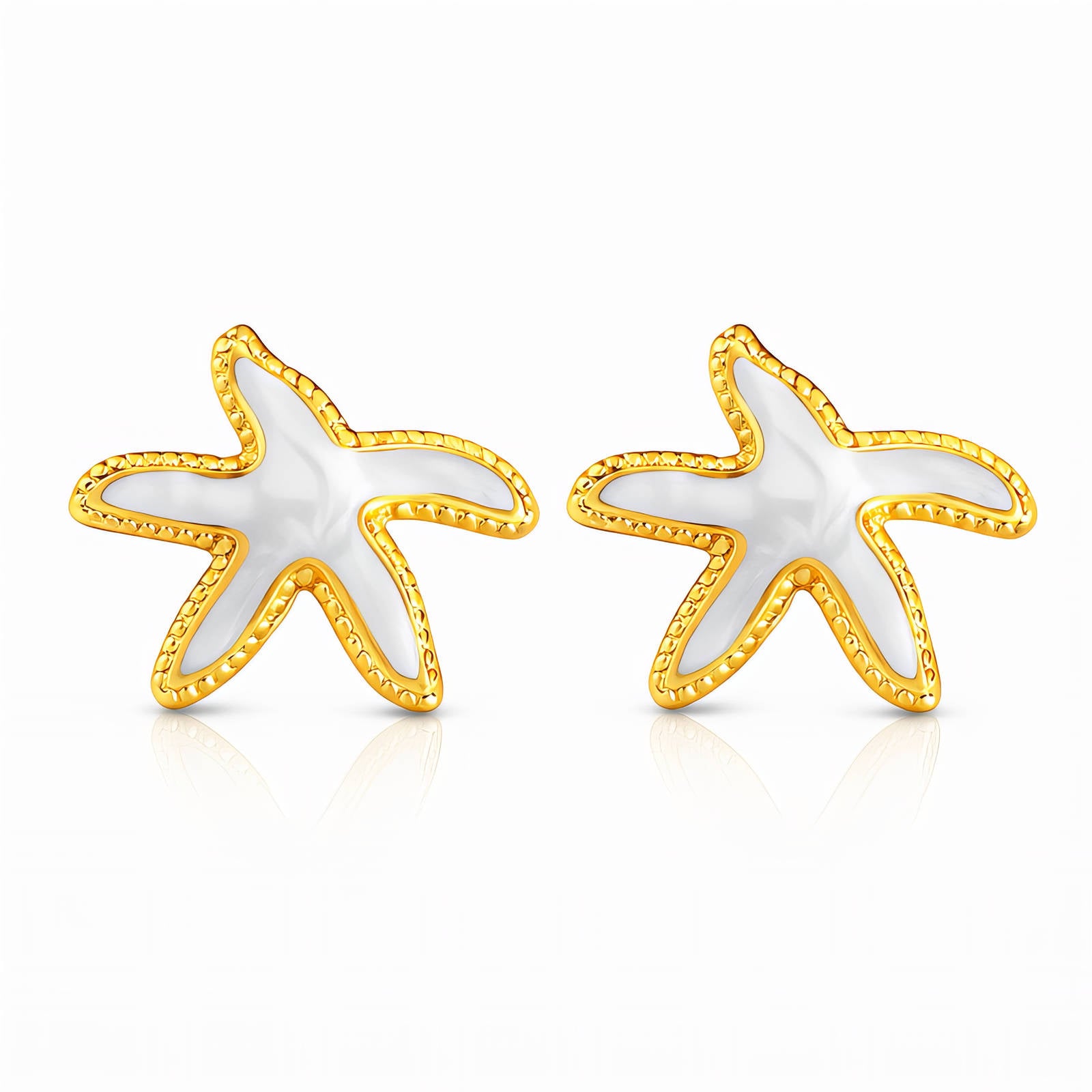 Starfishs Earrings, 18K Gold Plated Steel