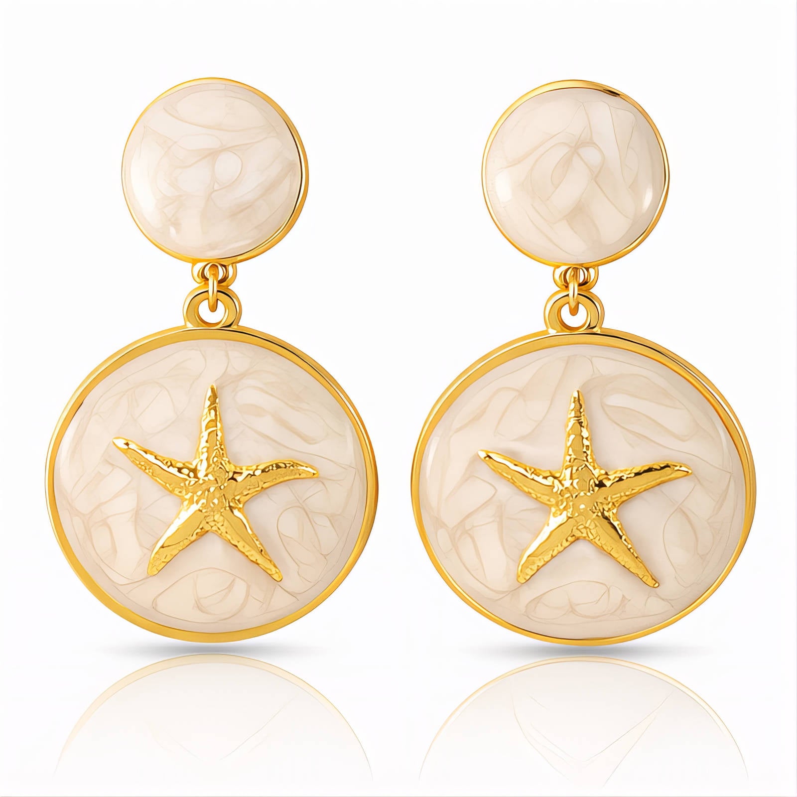 Starfishs Earrings, 18K Gold Plated Steel