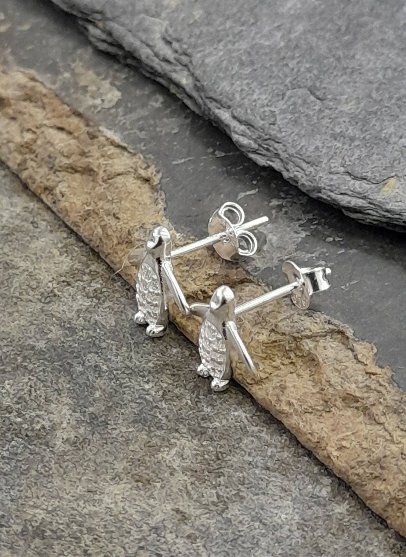 Penguin Stud Earrings 925 Silver 10 X 10MM