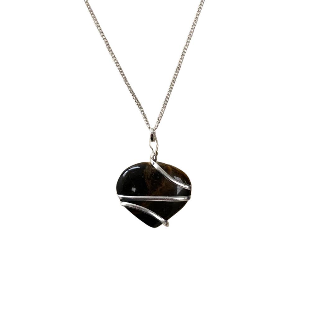 Crystal Heart Wire Wrap Pendant, 3cm: Amethyst