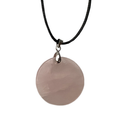 Gemstone Coin Pendant on Black Cord: Rose Quartz