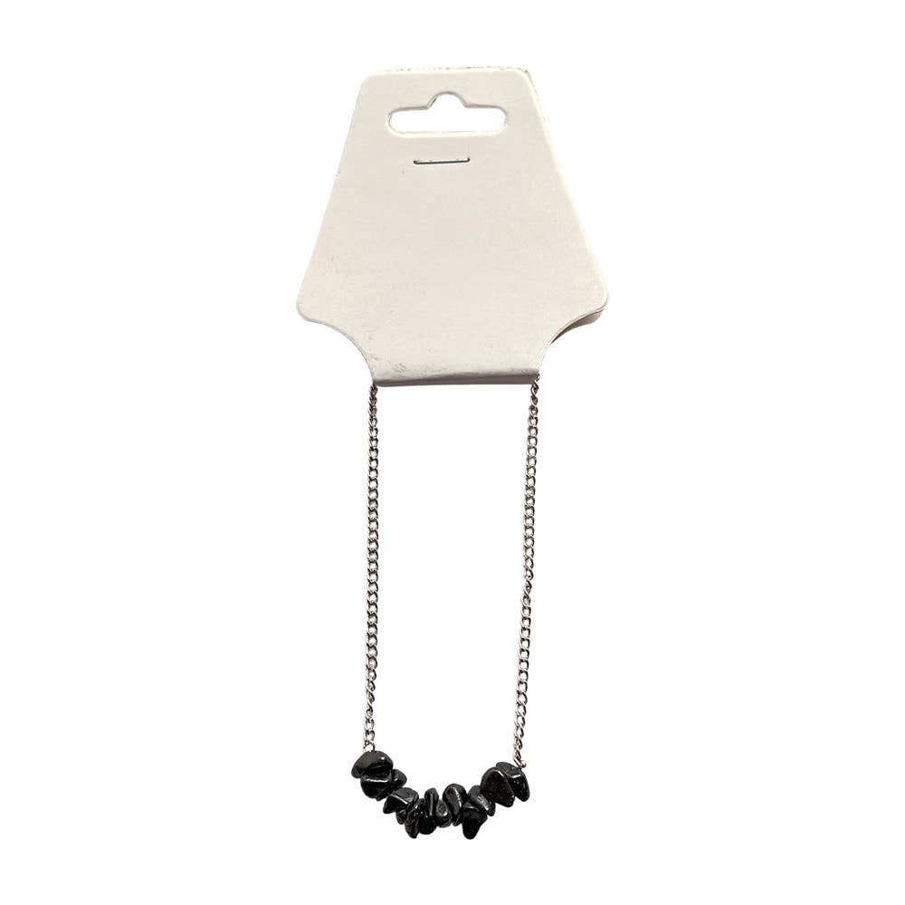 Silver Chain Chips Bracelet: Hematite