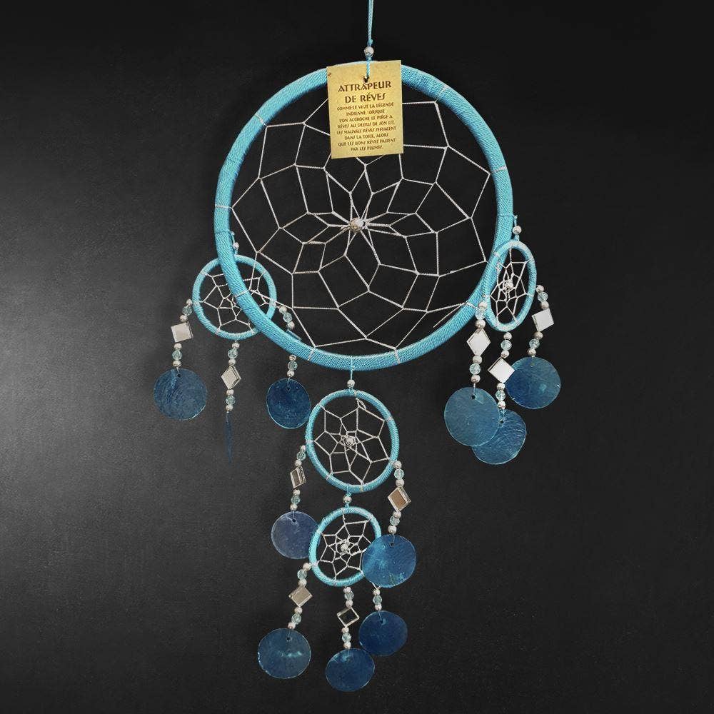 Capiz Dream Catcher, 16cm Ring, Turquoise
