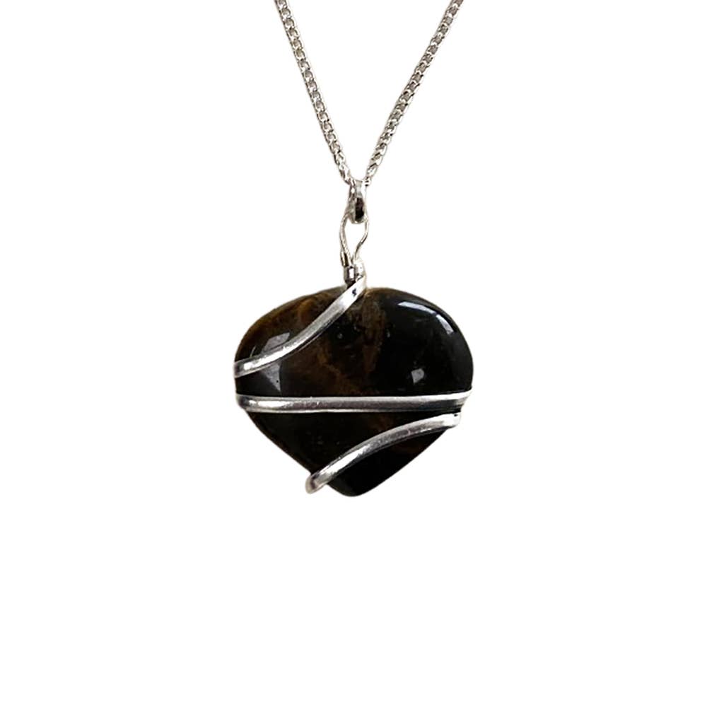 Crystal Heart Wire Wrap Pendant, 3cm: Rose Quartz
