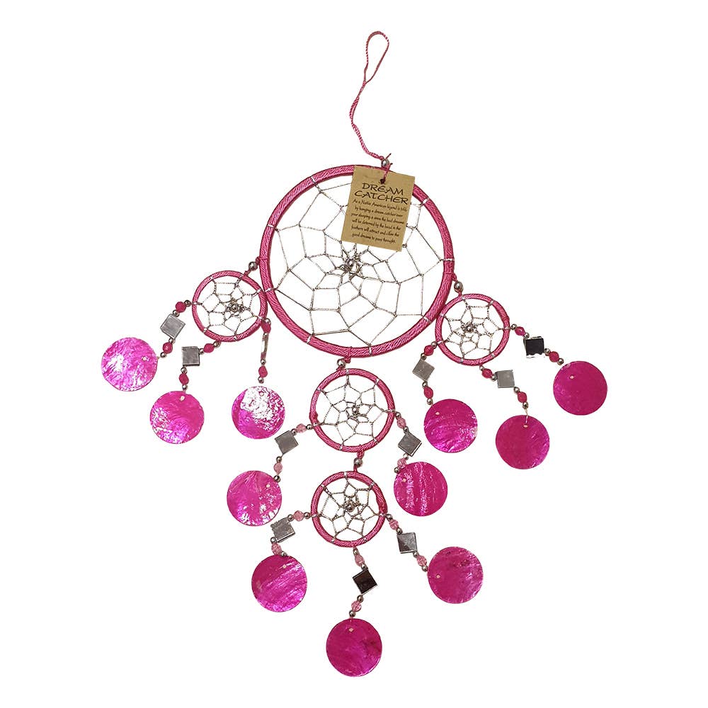 Capiz Dream Catcher, 12cm Ring: Pink