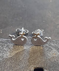 Whale brushed-effect silver-plated 7mm stud Earrings