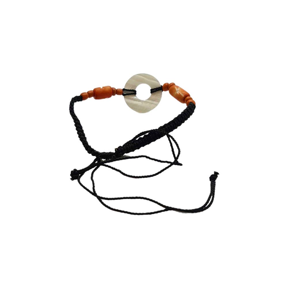 Beach Bracelet: Black / Round Nacre