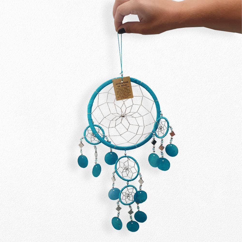 Capiz Dream Catcher, 16cm Ring, Turquoise