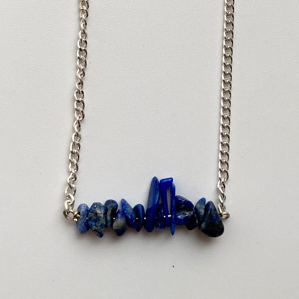 Silver Chain Chips Bracelet: Lapis Lazuli