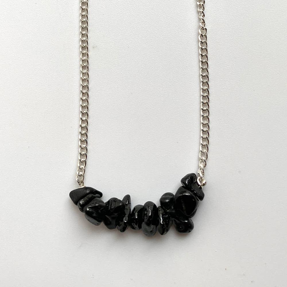 Silver Chain Chips Bracelet: Hematite