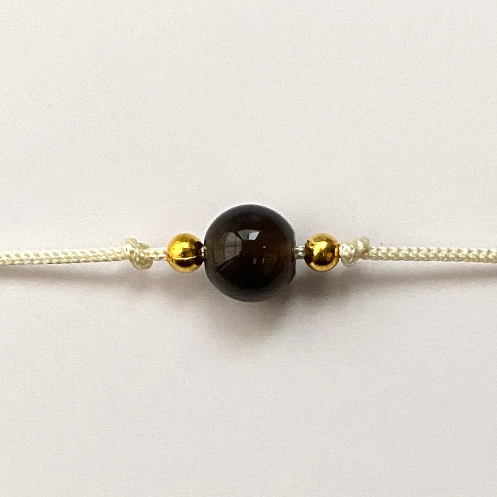 Single Bead Wristlets: Black Obsidian