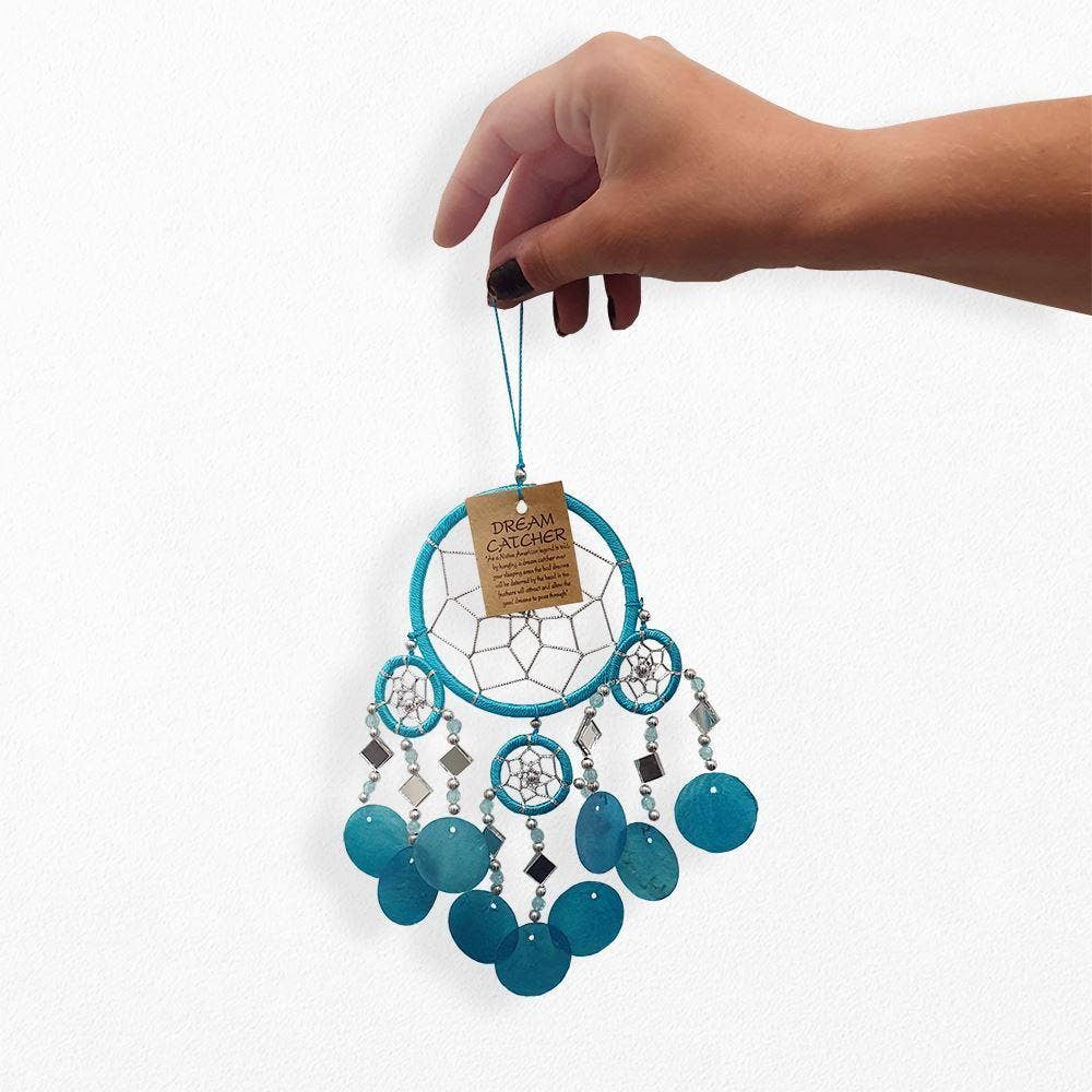 Capiz Dream Catcher, 9cm Ring, Turquoise