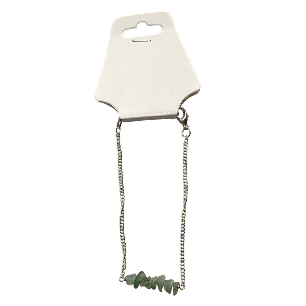 Silver Chain Chips Bracelet: Green Aventurine
