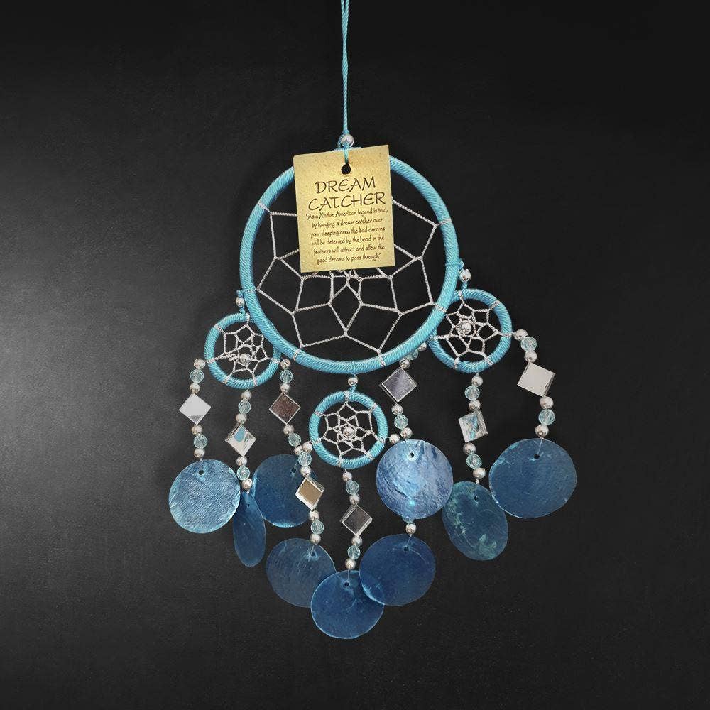 Capiz Dream Catcher, 9cm Ring, Turquoise