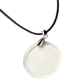 Gemstone Coin Pendant on Black Cord: Clear Quartz